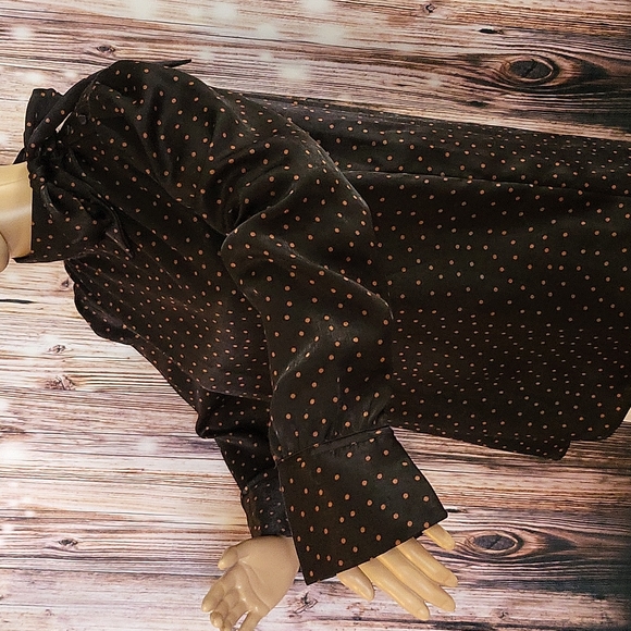 Worthington Women's Long Sleeve Tie Neck Polka-dot Blouse Size S - Picture 7 of 11